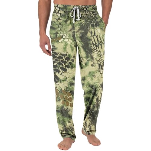 DuDubaby Baggy Sweatpants Men Men's Casual Beach Pants with Camo Print Drawstring Waist Loose Fit for Summer Vacation