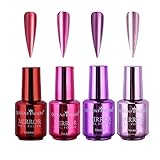  MA87 Nagellack Überzug Metallic Nagellack Set Magic Semi-Mirror Effect 4-tlg (B)