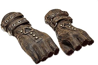 Punk Rave Steampunk Vintage Glove Motorcycle Cotton Breathable Fingerless Zipper Long Gloves