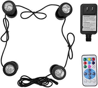 FOEERS Submersible LED Fountain Lights, 6W 500MA Waterproof Underwater Energy Saving for Fish Pond Tank Pool Water Garden (4 led Light)