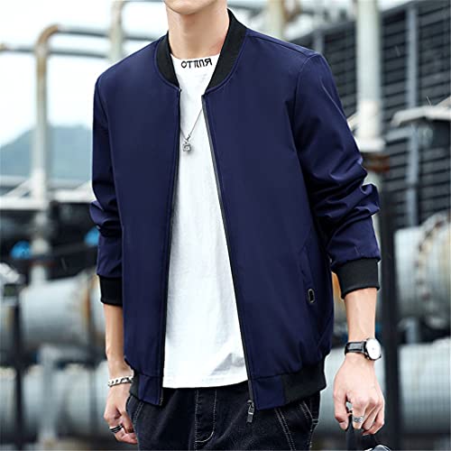 UbdehL Jaqueta masculina casual leve com bolso, Azul escuro, G