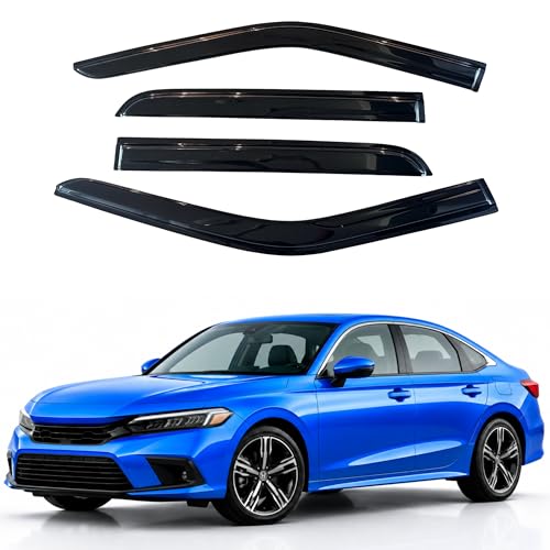 Image of IG Window Visors Fit for 2022-2026 Honda Civic, Out-Channel Rain Guards Vent Wind Deflectors 4PC, Car Accessories for 22-26 Civic