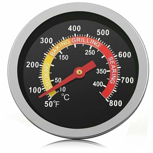 Lawnoval Thermomètre de barbecue en acier inoxydable pour four, grille de four, jauge de température de 10 à 400 °C avec support à vis M10 pour cuisine extérieure, cadran de 60 mm