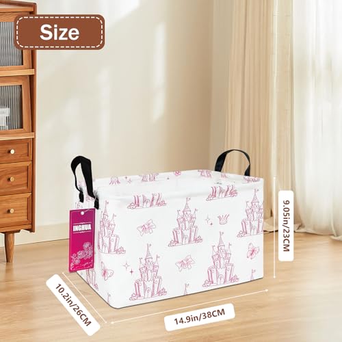 Image of Rectangular Castle Storage Basket | Fabric organizer Bin for Books,Clothes,Gifts,Pets-Perfect for Home,Office,Nursery,Dorm,Shelf(Rec-castles)