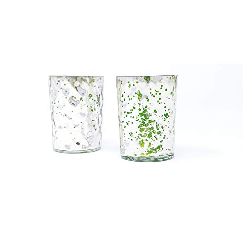 Green Mercury Finish Candle Holders Set of 2 Tealight Votive Evening Decorations Gifts by MystiqueDecors