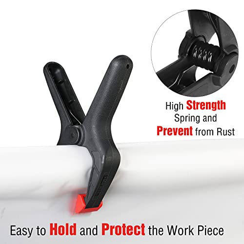 Workpro 16-Piece Nylon Spring Clamp Set-4Pc 6-1/2", 6Pc 4-1/2" , 6Pc 3-3/8", For Woodworking, Photography Studios And Diy Works, Black #TOP4