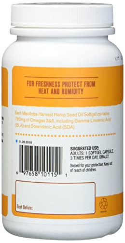 Manitoba Harvest Hemp Seed Oil Softgels, 780 Mg of Plant Based Omegas 3 & 6 per Serving, 120 Ct - Image 3
