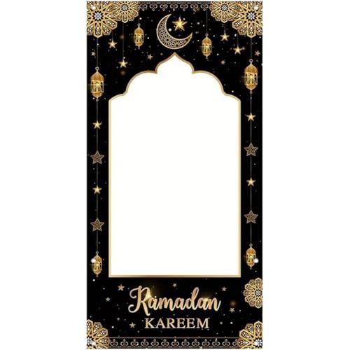 Hrippy Banner De Ramadán Mubarak, Telón De Fondo De Eid para Decoraciones, Fondo De Fiesta De Estrellas Y para Fotomatón