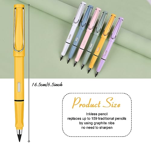 OFFCUP 6 PCS Inkless Pencil, Infinity Pencil with 6pcs Replacement Nibs and 2pcs Eraser, Reusable Everlasting Pencils - Image 2