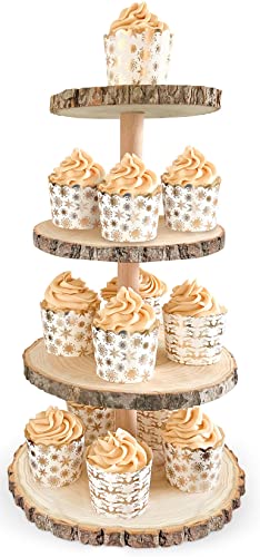Beyond Basic Rustic Cupcake Stand - Wooden Cupcake Stands are The Ideal Rustic Wedding Decor or Farmhouse Tiered Serving Tray. This Wooden Cupcake Stands Rustic Display Doubles as a Tiered Tray.