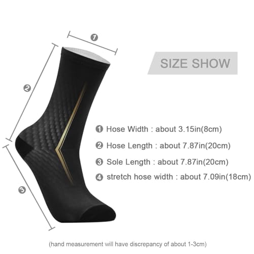 ALAZA Mens Crew Socks Compression Socks Cycling Running Athletic Socks Black Gold Geometric Metallic Breathable 2 Pack3