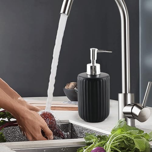 Bathroom Hand Soap Dispenser Decorative Ceramic Striped Soap Dispenser for Hand Soap Lotion Stylish Hand Pump Dispenser Soap Bottle for Kitchen Bathroom Hand Soap Dispenser3