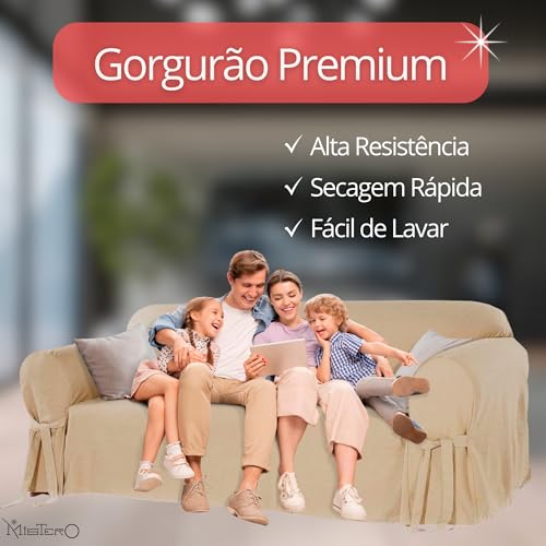Capa Para Sofá 3 Lugares em Gorgurão Resistente Sala Decoração Laços Ajustáveis Lisa Pet Cachorro Co
