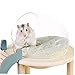 POPETPOP Hamster Bathroom Hamster Sand Bath Container Bath House Sandbox Toilet Bathtub with Wooden Holder Transparent Glass Toilet for Small Animals Pet