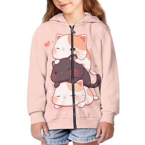 WELLFLYHOM Zip Up Hoodies 6-16 Girls Graphic Sweatshirt Long Sleeve Hoodie Sweater Shirts Jacket for Sports Casual Wear