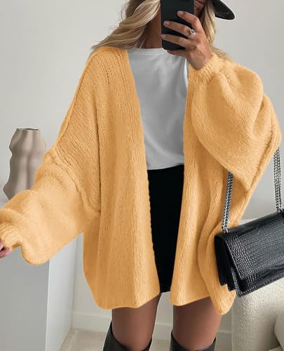 Image of PRETTYGARDEN Womens Oversized Cardigan Sweaters 2026 Fall Long Lantern Sleeve Knit Open Front Lightweight Sweater