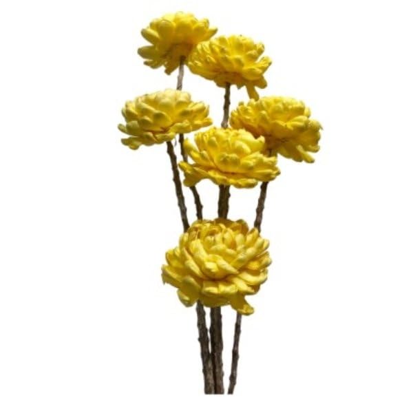 Ramo seco de flores de madera sola 6 tallos miniatura 1