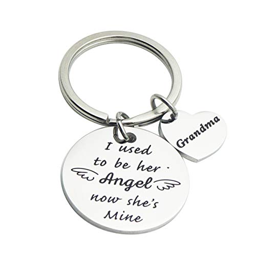 Image of Memorial Keychain I Used to Be His Angel Now He's Mine Loss of Loved One Jewelry in Memory of Dad /Mom /Grandma /Grandpa Remembrance Gift