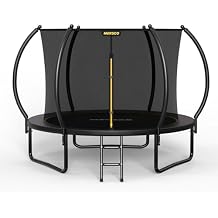Mersco Trampoline Outdoor 10FT 12FT 14FT with Enclosure and Ladder, ASTM Approved Recreational Trampoline for Kids and Adults, Anti-Rust Coated Frame, Enhanced Weight Capacity