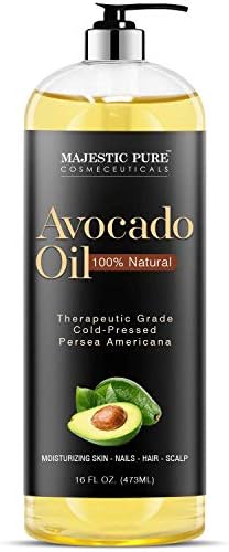 MAJESTIC PURE Avocado Oil for Hair and Skin - 100% Pure and Natural, Cold-Pressed, for Skin Care, Massage, Hair Care, and Carrier Oil to Dilute Essential Oils, 16 fl oz