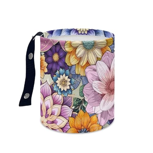 Image of Pensura Oil Painting Flower Auto Trash Bag Interior Bottom Waterproof Camping Trash Can Reusable Car Rubbish Bag Foldable Rubbish Bin Universal Fit for Car SUV Trucks