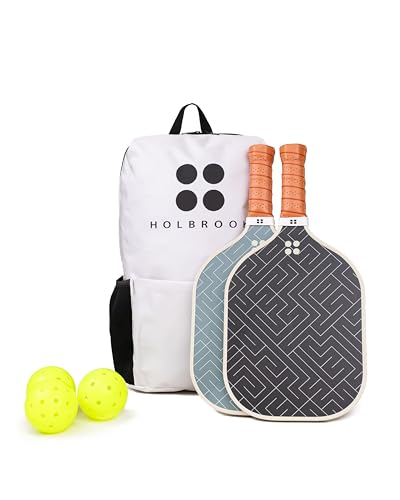 Holbrook's Rove 2: Pickleball Paddles Set of 2 Including 3 Outdoor Pickleball Balls, and Backpack to Carry it All | Fiberglass Paddle Surface for Any Skill Level