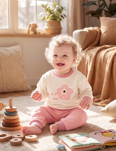 Image of Gnainach Baby Girls Clothes 2 Piece Sweatshirt Toddler Fall Winter Outfit | Long sleeve sweatshirt,Soft,cozy fabric for everyday fall and winter outfits