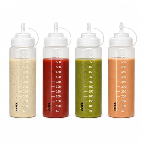 CISEL Plastic Squeeze Bottle Ketchup Mustard Honey Sauce Dispenser Bottle - 650 ML