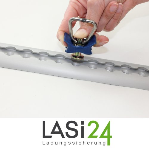 LOADCARE Single Fitting für Airlineschienen â Kunststoff Endbeschlag mit Federmechanismus â Zurröse für Zurrschiene â passend für Camper, PKW, LKW & Anhänger â stabil & schienenschonend (Blau,10) – Bild 3