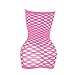 Vorifun Sexy Womens Strapless Fishnet Lingerie Sleepwear Mini Dress Tube Chemise Bodysuit One Size (Pink)