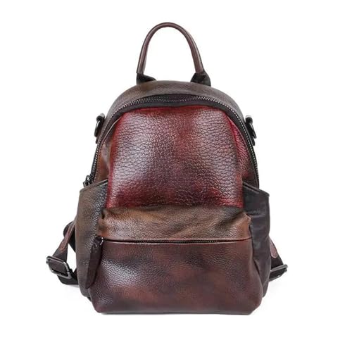 Sac à dos patchwork en cuir souple idéal pour les livres et les cours