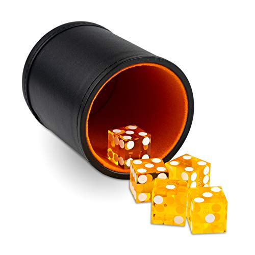 Coupe à dés en similicuir orange avec ses 5 lames de rasoir 19 mm