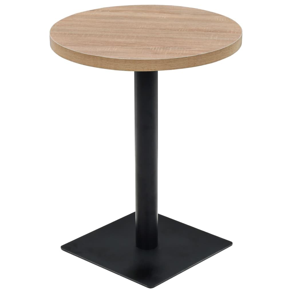 Table de café ronde aspect chêne pour moments romantiques sur le balcon