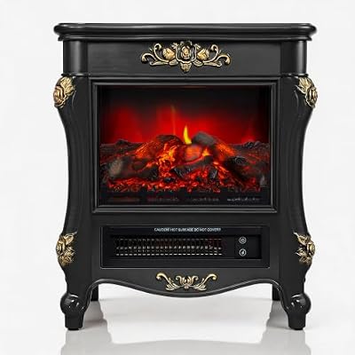 Electric Fireplace Heater 21" Freestanding Indoor Stove (Black)