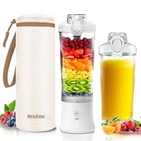 KMVIZI Blender Smoothie Makers, 500 ml draagbare mixer voor smoothies en shake, Fresh Juice Mixer fles met onderste deksel, 6 messen en USB-oplaadkabel, mixer to go voor reizen, kantoor, camping (wit