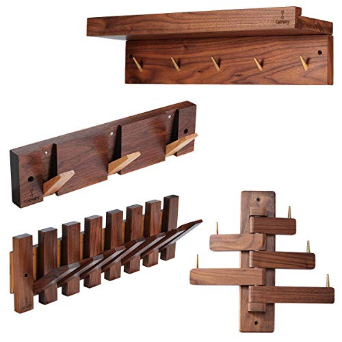 Catfairy Can Swing Wood Coat Rack Wall Hooks, Wood Wall Hooks Made Of Pure Solid Black Walnut , Robust, Beautiful And Personalized Wall Mounted Rack (Swivel Foldable Black Walnut) #TOP3