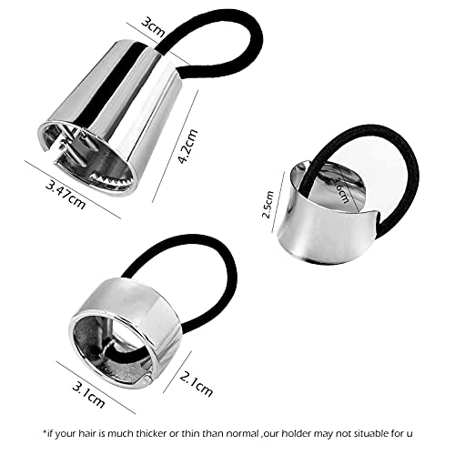 Kchies 3 Pieces Metal Circle Hair Cuff For Women Silver Gothic Punk Ponytail Holder Vsco Girls Mother's Day Hair Accessories Elastic Hair Ties Fashion Hair Band Rope Ladies Thick Hair Valentines Birthday Gift #TOP5