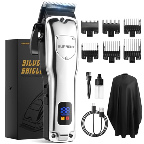 SUPRENT Cordless Hair Clippers for Men Professional Hair Cutting Trimmer with LED Display Trimmer for Barbers & Home Use