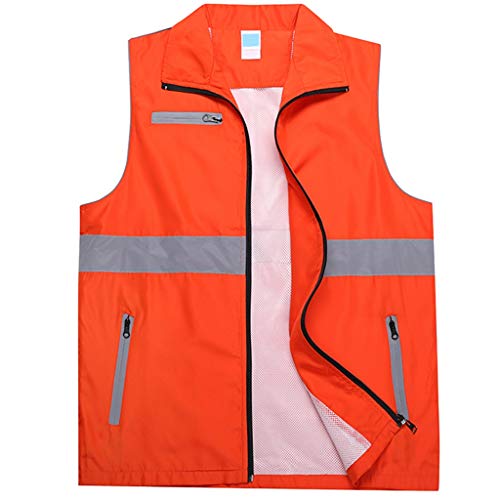 YULAN Gilets Gilet de sécurité bénévole Reflective Sports de Plein air Travail Double (Color : Orange, Size : 2XL) Cover