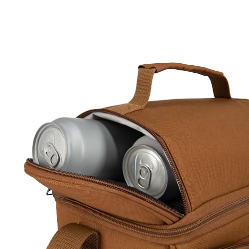 Carhartt Camping Cooler, Worksite Lunchbox, Soft Shell Lunch Bag for Construction Sites, Work and Everyday Use, Brown3
