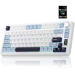 AULA S75 PRO Wireless Mechanical Keyboard with Screen&Knob, 75% Hot Swappable Gaming Keyboard with Pre-lubed Switches, RGB Backlit, PBT Keycaps Creamy Sounding Pc Gaming Keyboards