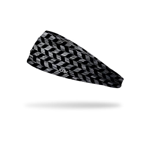 Image of JUNK Brands Big Bang Lite Black & White Headband - Moisture-Wicking, Performance Fabric, Non-Slip, Sports Sweatband for Men & Women