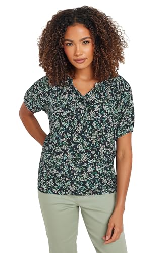 M&Co Floral Tie Neck Blouse - Women's Black