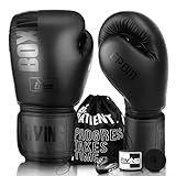 FIVING Boxing Gloves with Hand Wraps for Men and Women Suitable for Boxing Kickboxing Mixed Martial Arts Muay Thai MMA Heavy Bag Training (Black, 10oz)