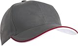  Myrtle Beach 6 Panel Double Sandwich Cap in Kontrastfarben MB6197, Farbe:Dark Grey/Red/White;Größe:One Size