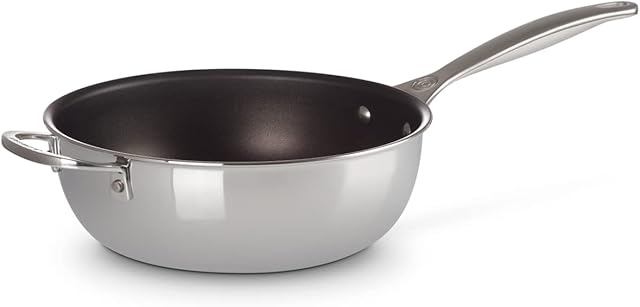 Le Creuset 3-Ply Plus Stainless Steel 24cm Chef's Pan, with Lid, 96601424001700