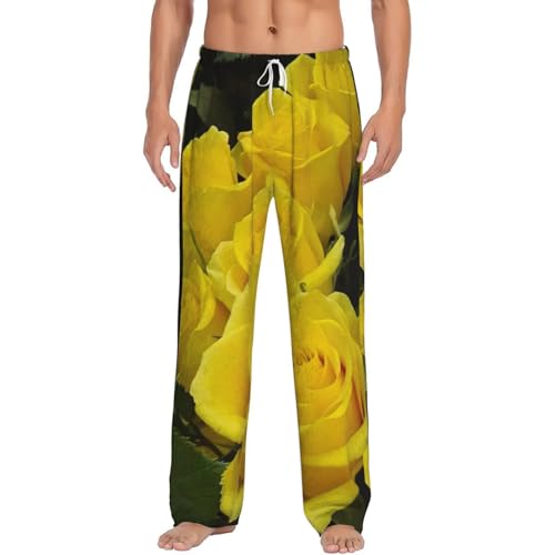 Pantalon de pyjama homme polaire imprimé roses idéal pour cocooning hivernal