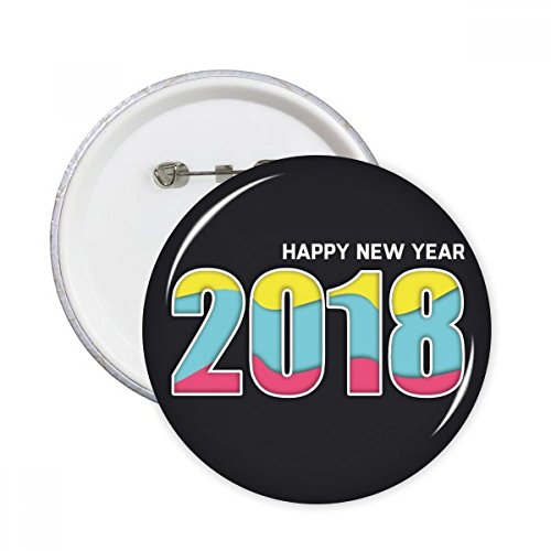 Pin's Bonne Année 2018 ronds pour décoration de vêtements de fête multicolores