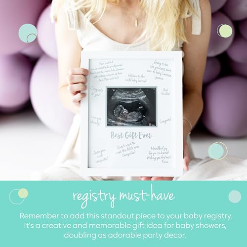 Image of Sonogram Signature Frame - Ultrasound Picture Keepsake, Gender Neutral Baby Shower Decor, First Time Moms Pregnancy Gift, Guest Book Alternative, Ideal for Nursery, Marker Included