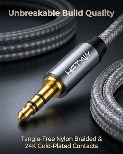 Cable auxiliar 3.5mm ángulo 90°, 6m trenzado nylon miniatura 2